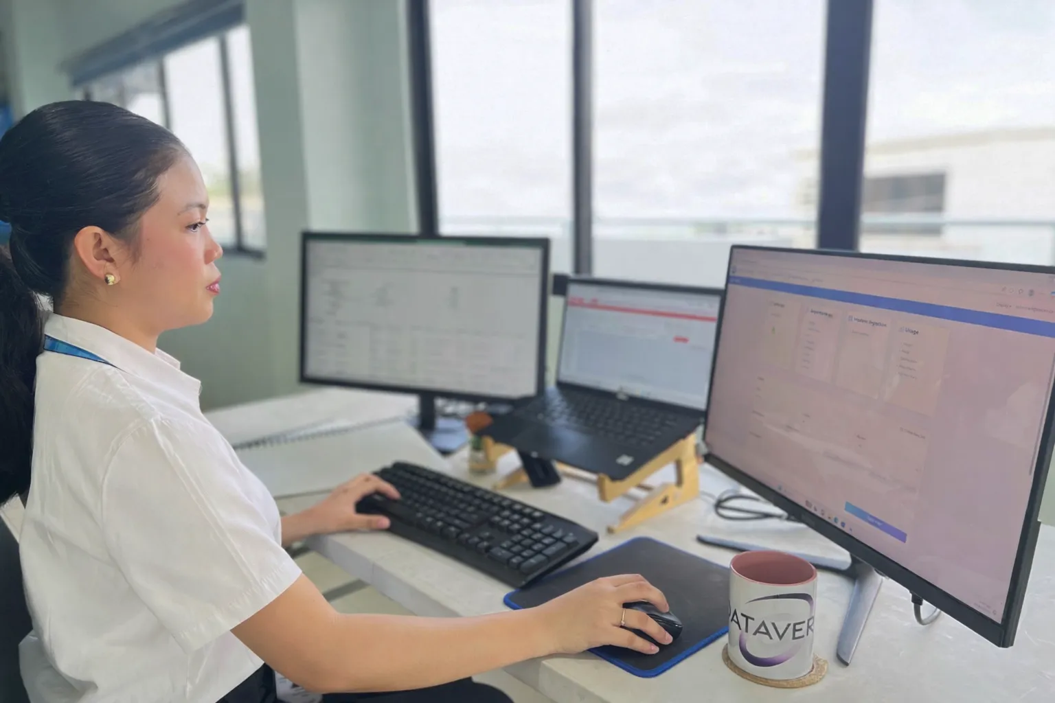 Virtual administrative assistant at desk