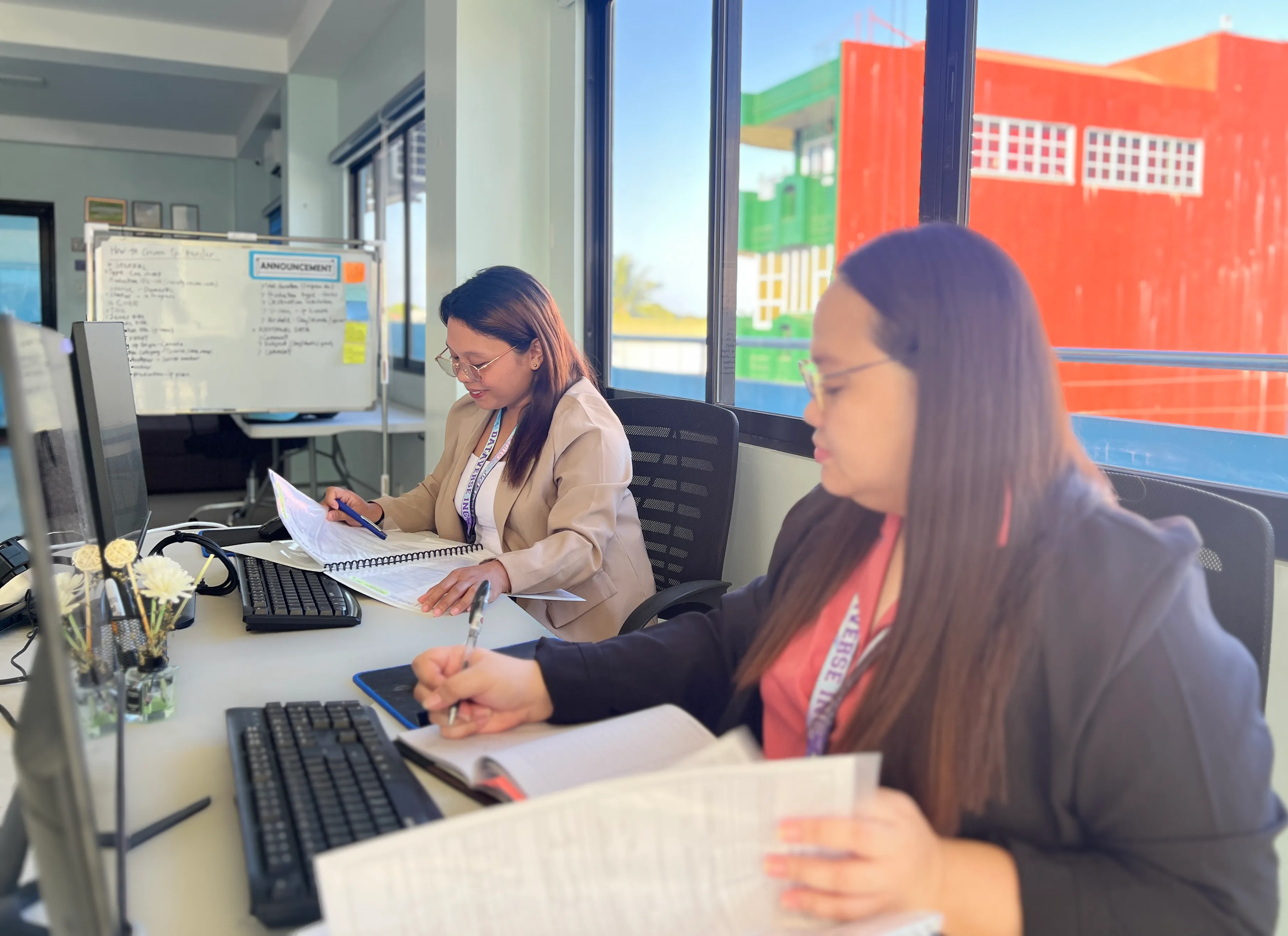 Medical billing specialist reviewing documents